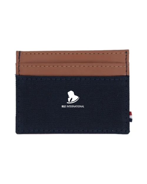 Houston Card Wallet- Navy Blue with Tan